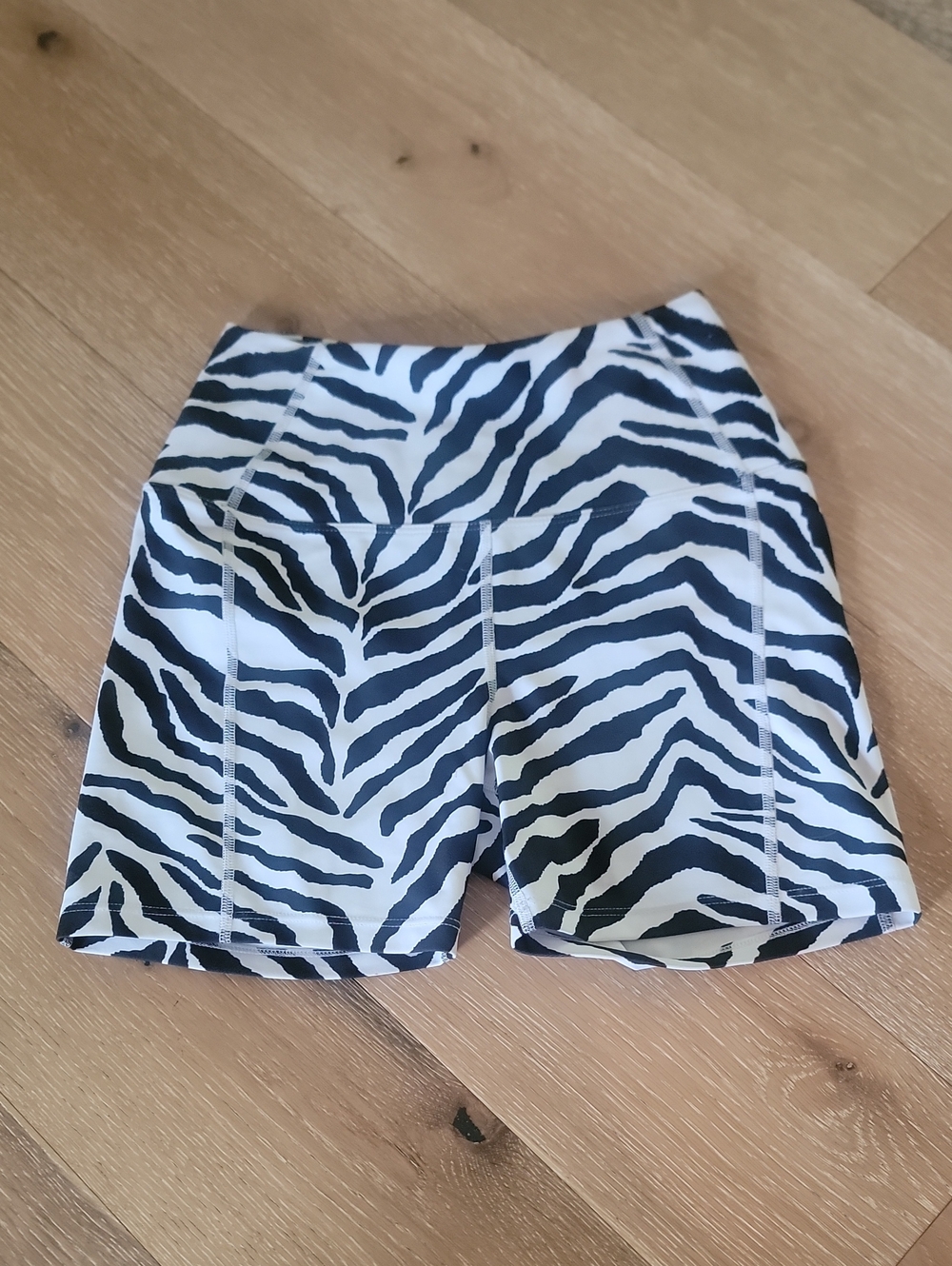 Year of Ours Black & White Zebra Print Athletic Shorts